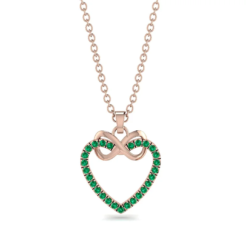 Classic Gold Chain Necklaces For Timeless Fashion-Infinity Heart Emerald Necklace - Mollie No. 5