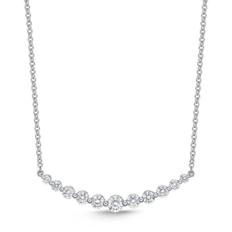 Layered Gold Necklaces For Bold Fashion-Memoire 18k White Gold Smile Diamond Necklace