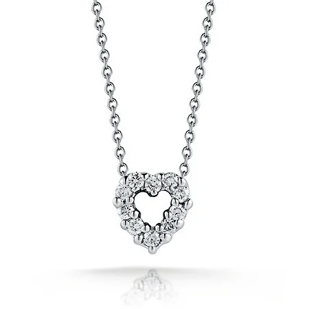 Trendy Long Chain Necklaces For Casual Wear-Roberto Coin TINY TREASURES DIAMOND BABY HEART NECKLACE Pendant