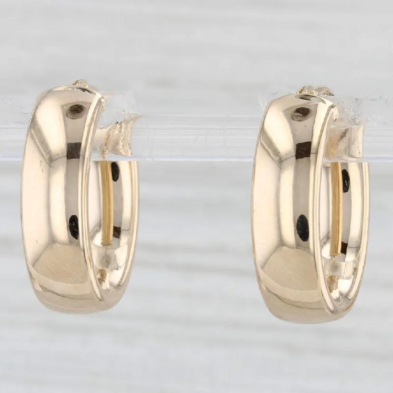 Fashionable Resin Earrings For Summer Look-Oval Hoop Earrings 14k Yellow Gold Snap Top Pierced Hoops