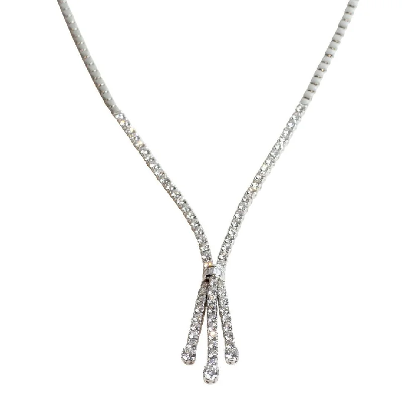 Fashionable Drop Necklaces For Trendy Style-18k White Gold and Diamond Necklace