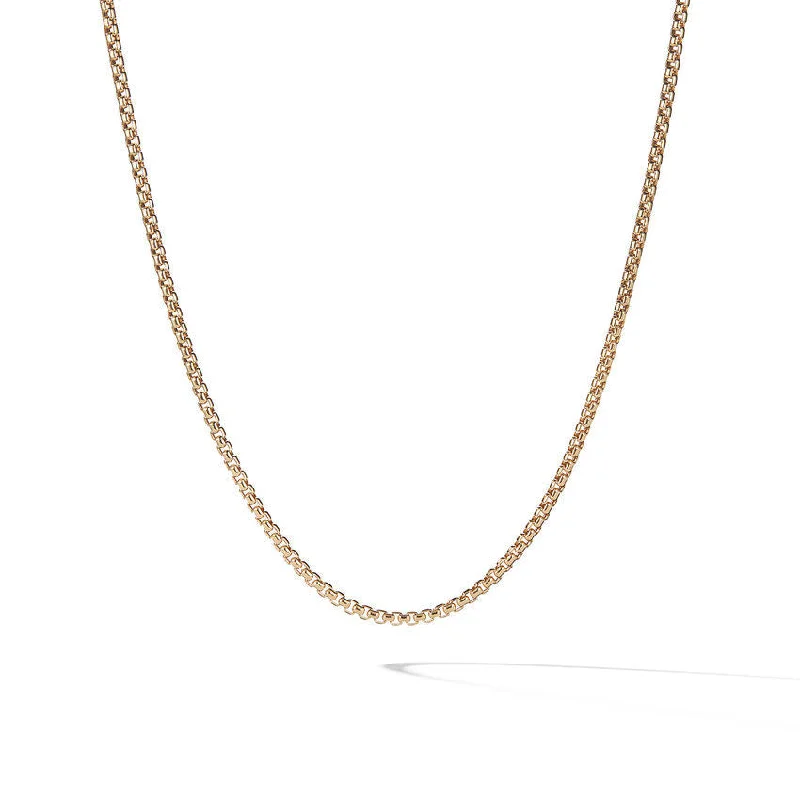 Beautiful Rose Gold Necklaces For Bridesmaids-DY Gents Box Chain Necklace in 18K Yellow Gold, 2.7mm