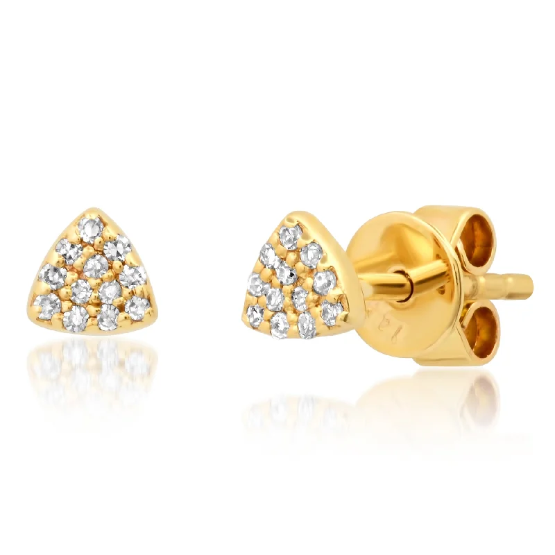 Sparkling Earrings For New Year’s Eve-CURVED TRIANGLE PAVE STUDS, 14kt GOLD