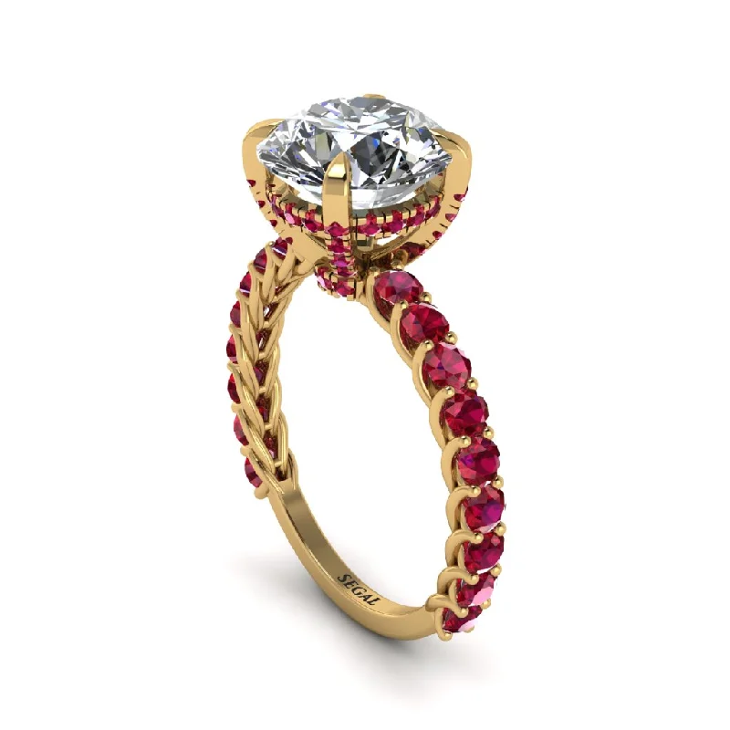 Colorful Gemstone Rings For Vibrant Looks-Diamond Twisted Band Halo Engagement Ring - Avianna No. 46