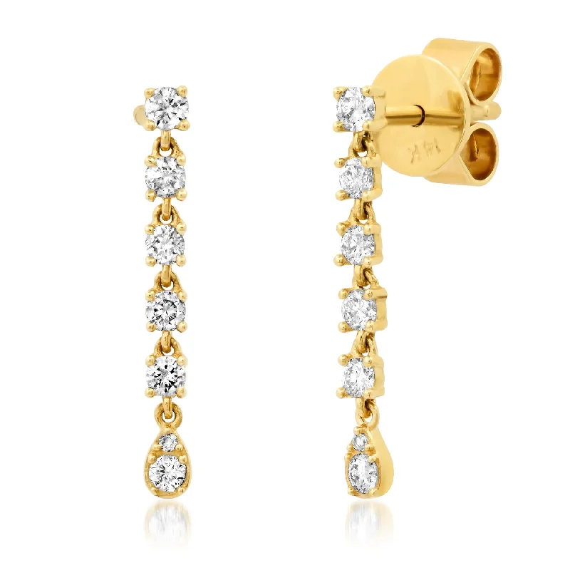 Long Tassel Earrings For Stylish Look-PEAR DIAMOND DROP EARRINGS, 14kt GOLD