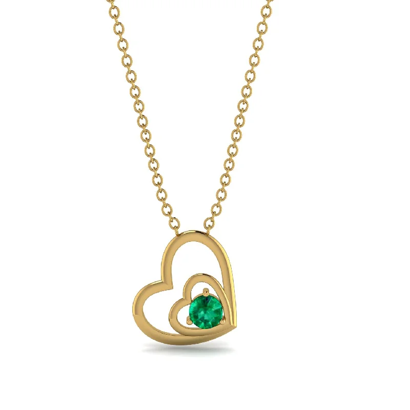 Classic Beaded Necklaces For Timeless Fashion-Two Hearts Emerald Necklace - Dana No. 4