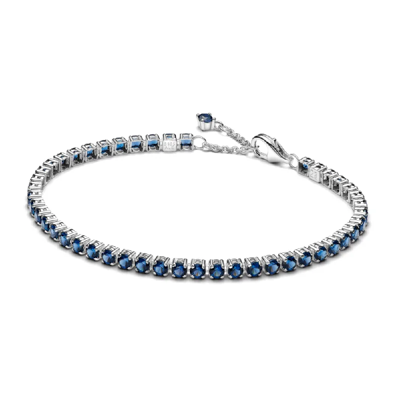 Bracelets With Oval Shapes-Sparkling Blue Tennis Bracelet 591469C02