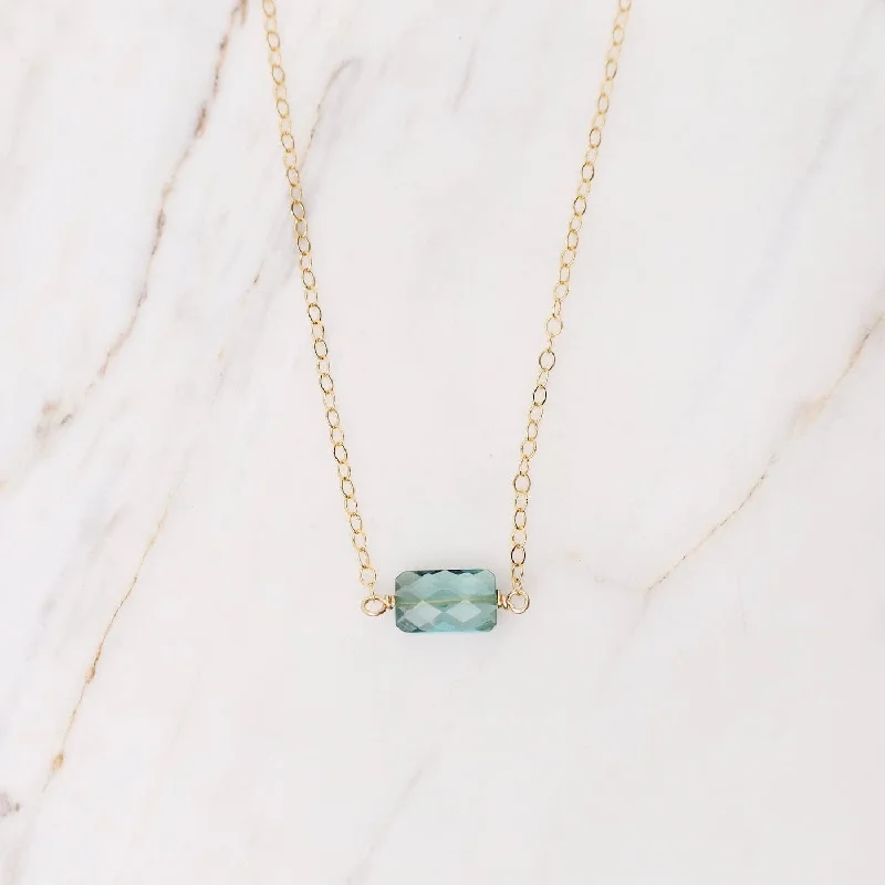 Large Gold Pendant Necklaces For Bold Fashion-Rectangular Blue Topaz  Necklace