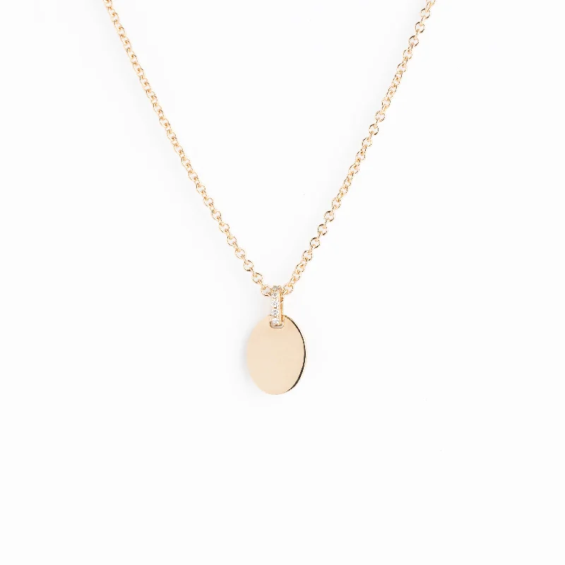 Bold Bead Necklaces For Casual Wear-The Diamond Bail Mini Oval Pendant