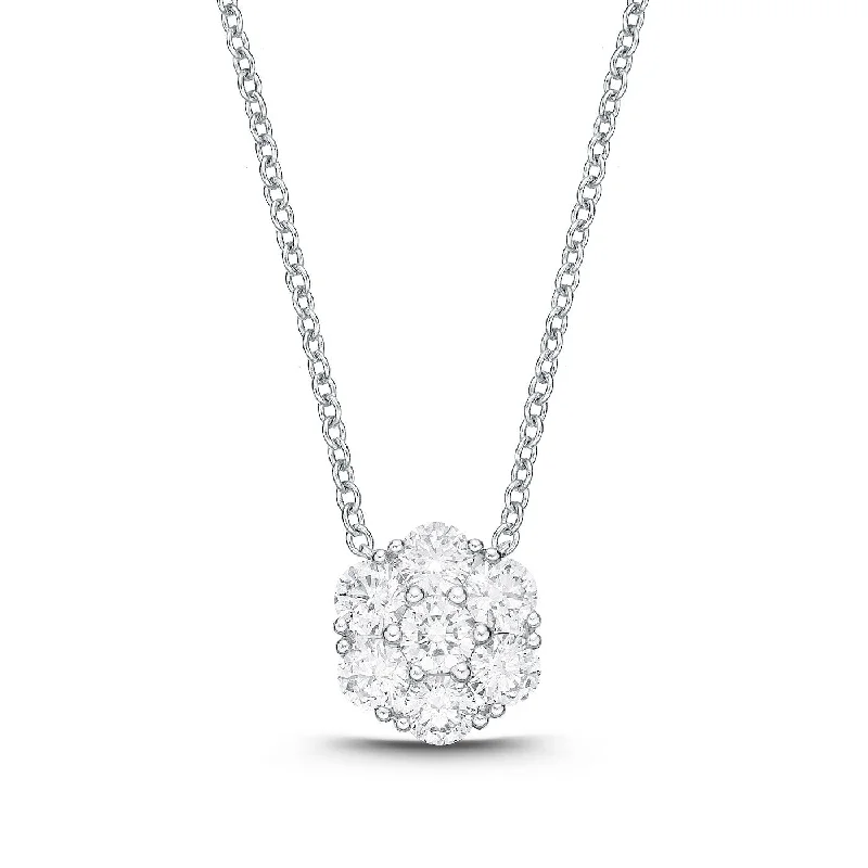 Fashionable Choker Necklaces For Summer-Memoire 18k White Gold Floral Diamond Bouquet Necklace