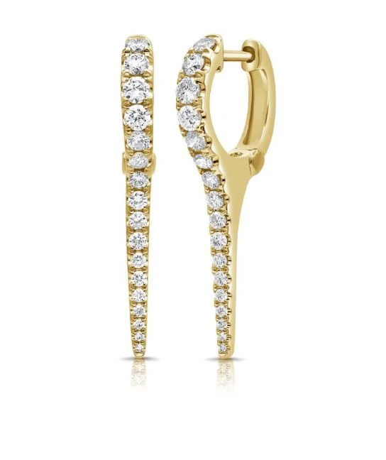 Statement Earrings For Bold Fashion-14k Yellow Gold Diamond Dagger Earrings