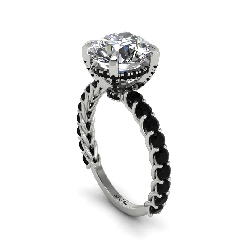 Diamond Rings For Engagement-Diamond Twisted Band Halo Engagement Ring - Avianna No. 33