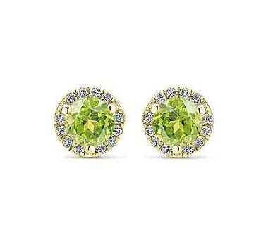 Unique Earrings For Bridal Jewelry-14K Yellow Gold Diamond + Lemon Quartz Stud Earrings