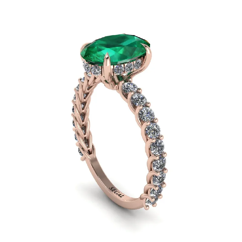 Custom Infinity Rings For Meaningful Gifts-Oval-Cut Halo Emerald Timeless Elegance Engagement Ring - Kelsey No. 5