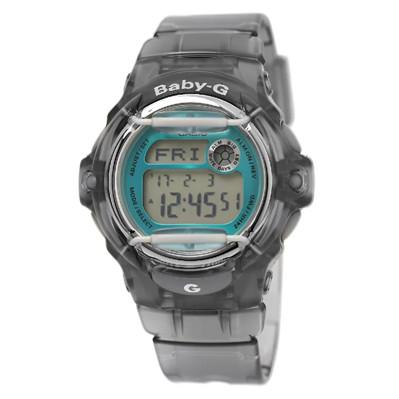 Watches For Holiday Parties-Casio Women's Digital Alarm Watch - Baby-G Quartz Teal & Grey Dial | BG169R-8B