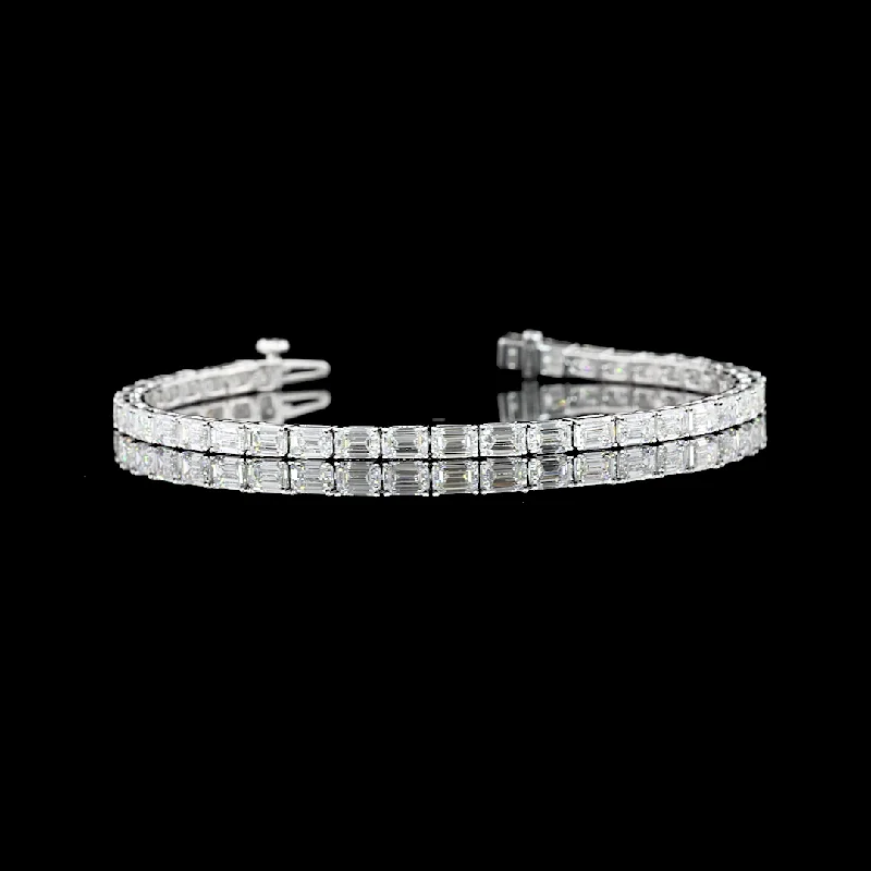 Bracelets For Traditional Outfits-14K White Gold Lab Grown Diamond Tennis Bracelet BC1017