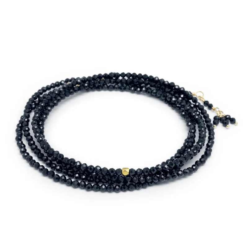 Dainty Crystal Necklaces For Casual Chic-Anne Sportun Opaque Blue Sapphire Bead Wrap Bracelet Necklace B098G-OPQ.BLUE