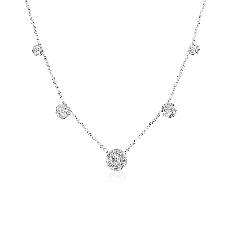 Elegant Heart Necklaces For Romantic Gifts-White Gold Diamond Hanging Disc Necklace