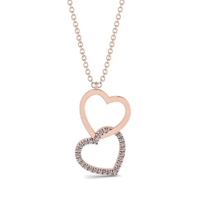 Trendy Chain Necklaces For Fashionistas-Interlocked Hearts Diamond Necklace - Wendy No. 2