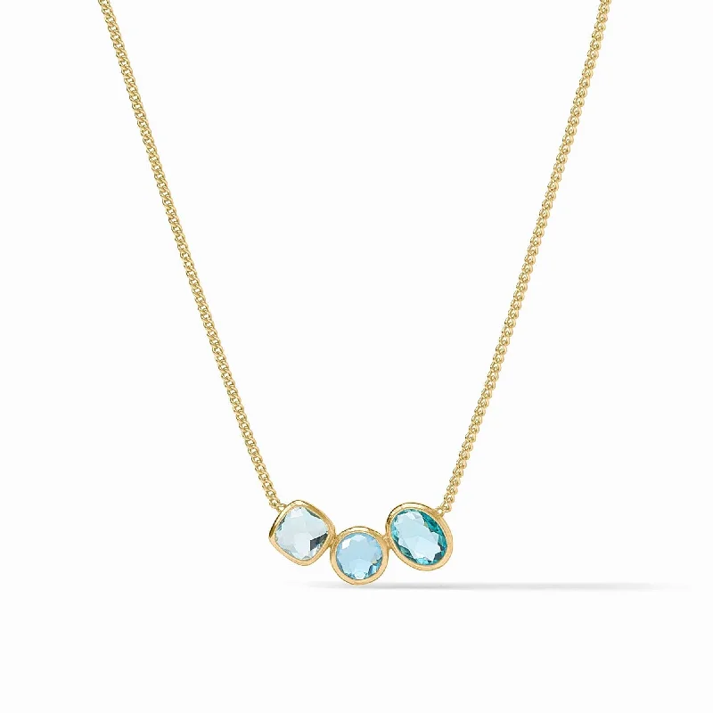 Layered Gold Necklaces For Bold Fashion-Kaleidoscope Bahamian Blue Delicate Necklace