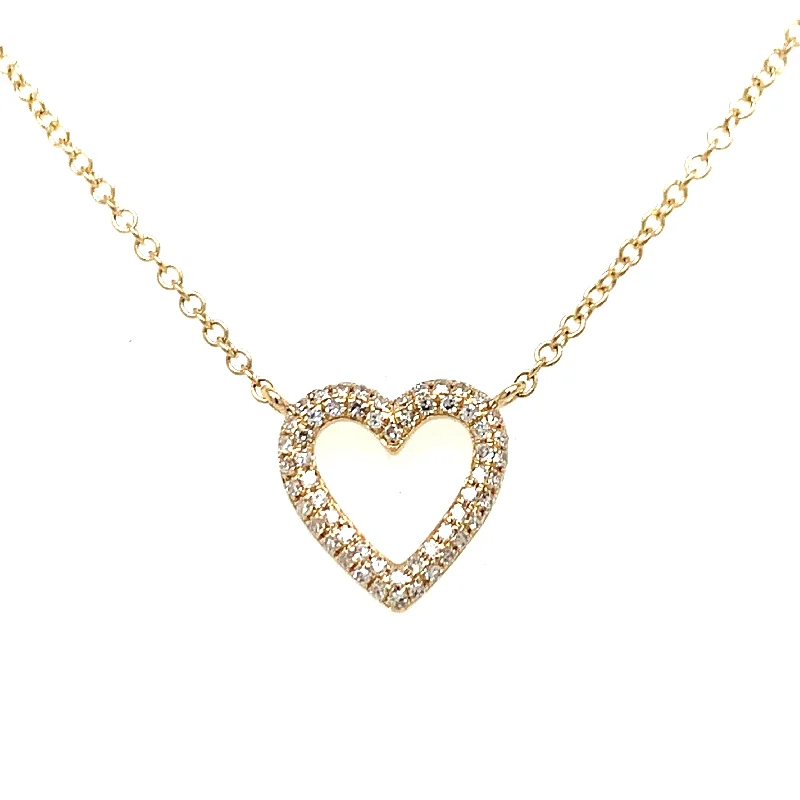 Simple Name Necklaces For Casual Wear-14K Gold Diamond Heart Necklace