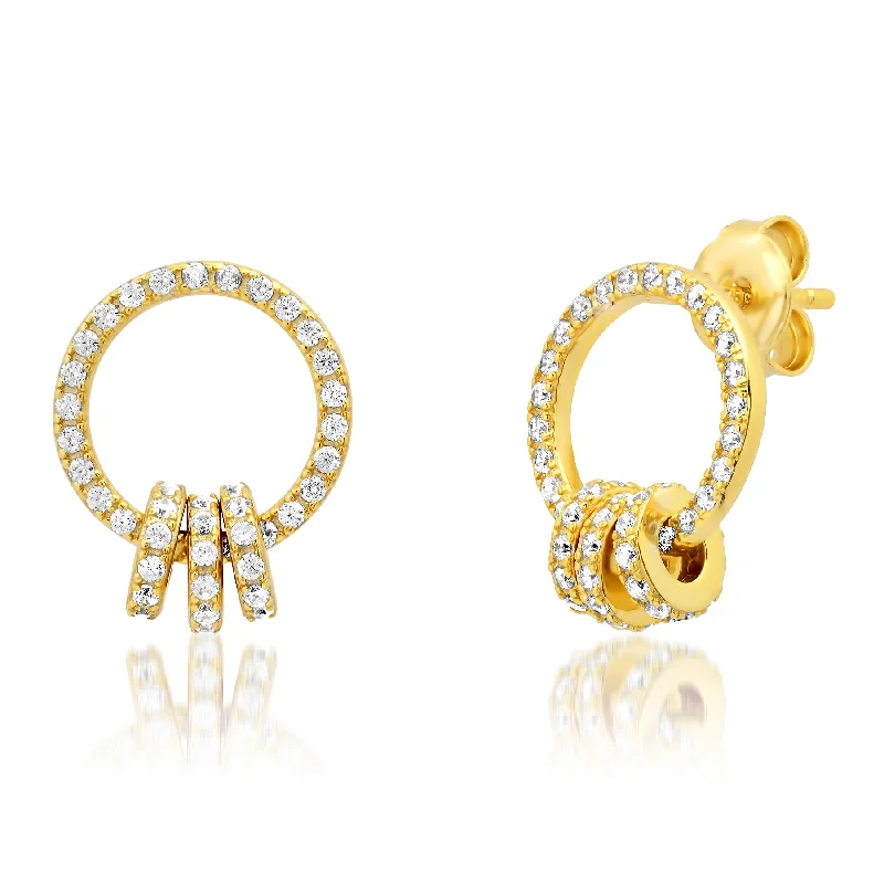 Elegant Drop Earrings For Weddings-DAZZLING ETERNITY STUDS, GOLD