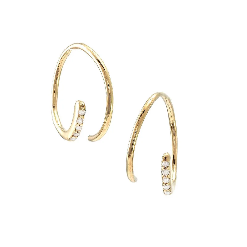 Large Hoop Earrings For Bold Fashion-14K Yellow Gold Diamond Threader Hoop Earrings