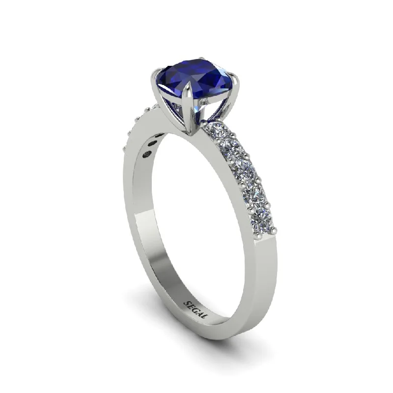 Fashionable Statement Wedding Rings For Brides-Cushion-Cut Sapphire Classic Elegance Engagement Ring - Demi No. 15