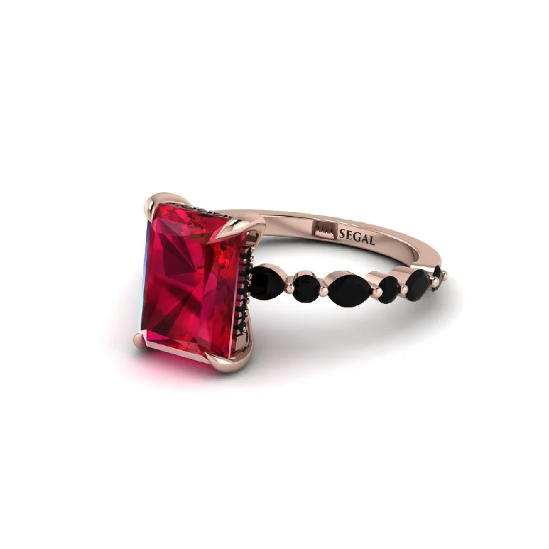 Elegant Wedding Rings For Couples-Radiant-Cut Ruby Eternal Radiance Engagement Ring - Skye No. 41