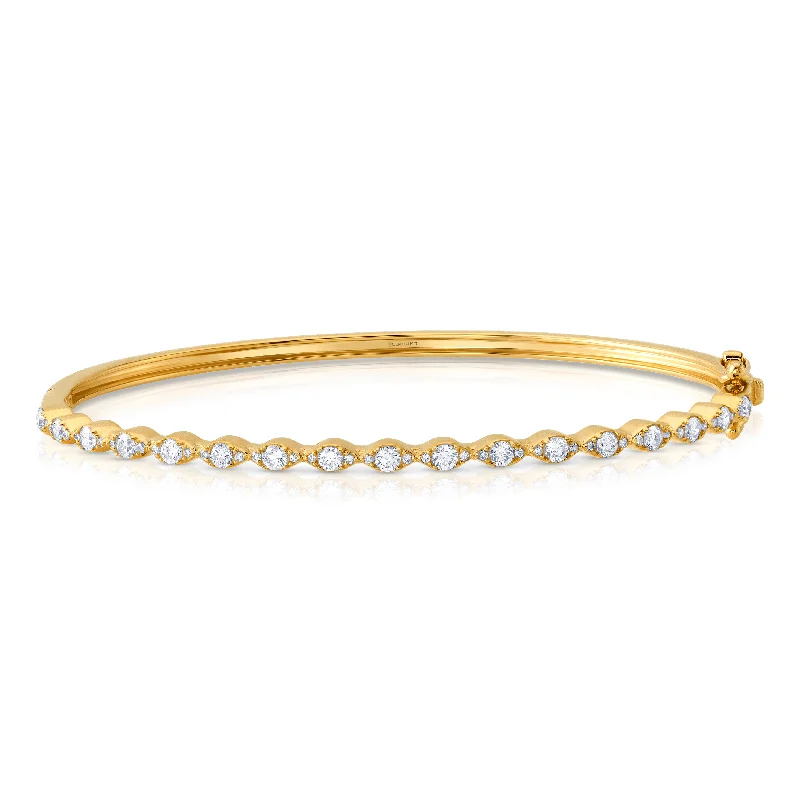 Bangles For High Fashion-Exquisite pave diamond bangle, 14kt gold