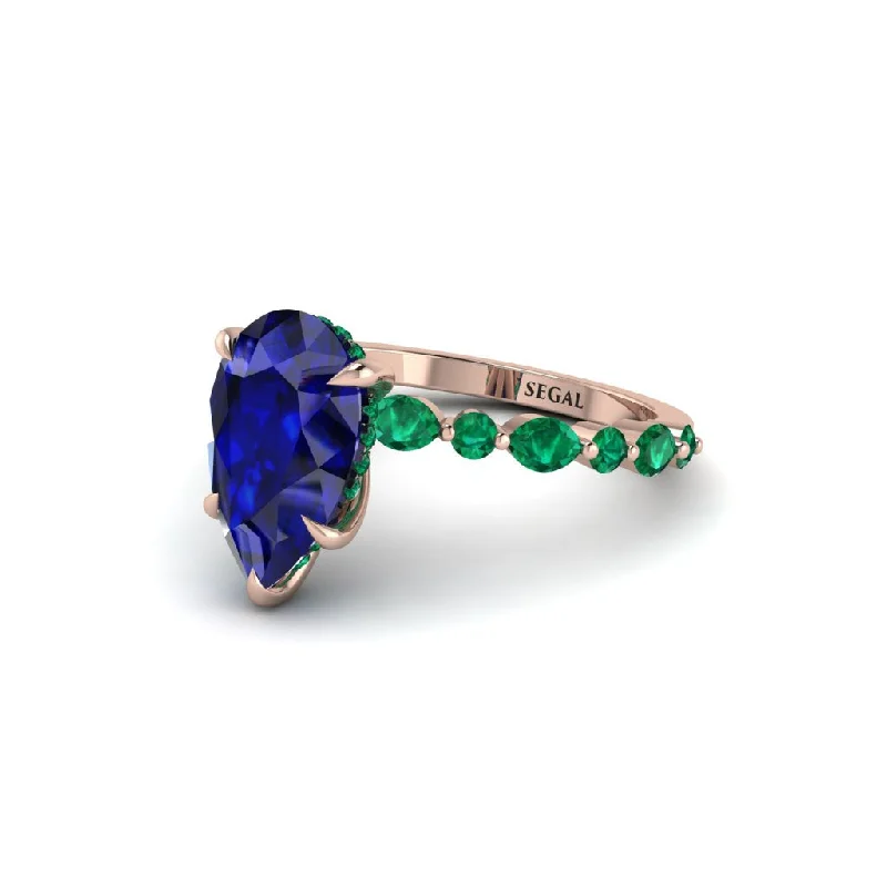 Bold Vintage Rings For Retro Lovers-Pear-Cut Sapphire Halo Engagement Ring - Nylah No. 29