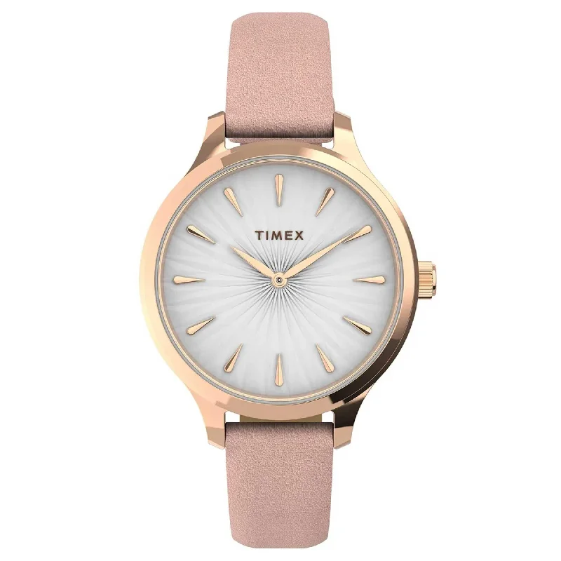 Watches For Vintage Fashion-Timex Women's Quartz Watch - Peyton White Dial Genuine Leather Strap | TW2V06700VQ