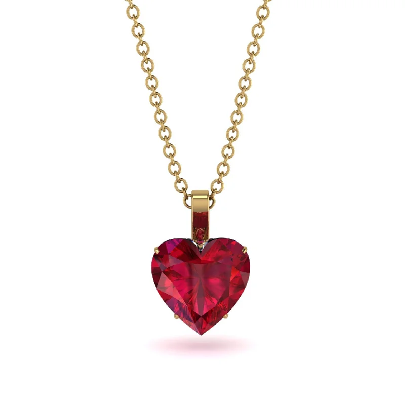 Simple Silver Necklaces For Casual Look-Heart Ruby Necklace - Noelle No. 55