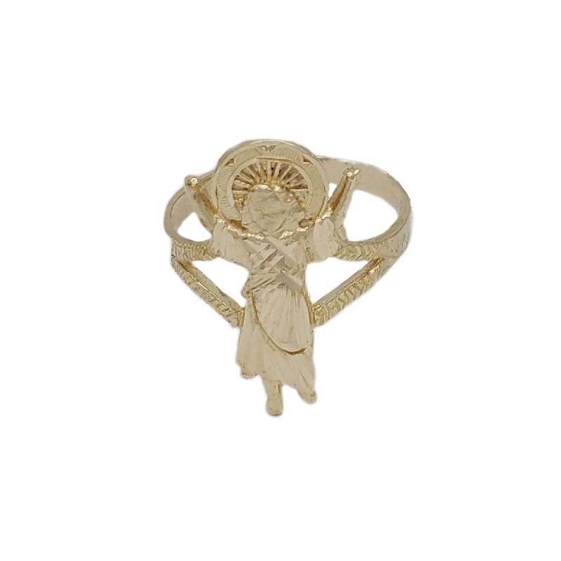 Simple Titanium Rings For Everyday Wear-Baby Jesus Ring (14K)