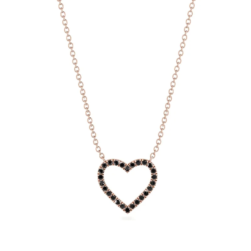 Gorgeous Custom Name Necklaces For Bridesmaids-Heart Shaped Black Diamond Necklace - Marie No. 8