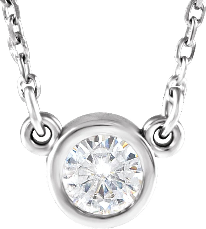 Gorgeous Chain Necklaces For Formal Occasions-14K White 4 mm Forever One Colorless Lab-Grown Moissanite 18" Necklace