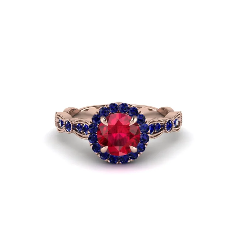 Custom Engagement Rings For Brides-Round Cut Ruby Radiant Eternity Engagement Ring - Kamryn No. 71