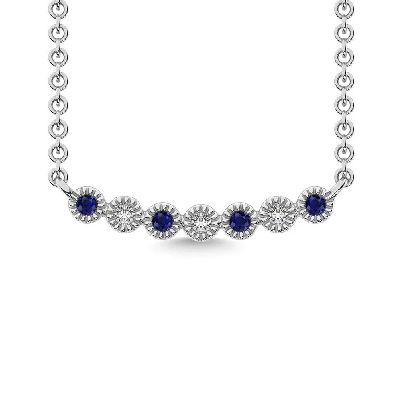 Sparkling Gold Necklaces For Glamorous Fashion-Diamond 1/10 Ct.Tw. And Blue Sapphire Necklace in 10K White Gold