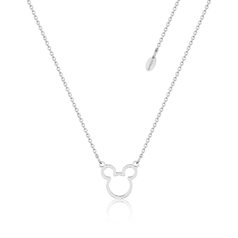 Simple Gemstone Necklaces For Elegant Look-DISNEY Stainless Steel 47cm Mickey Outline Necklace