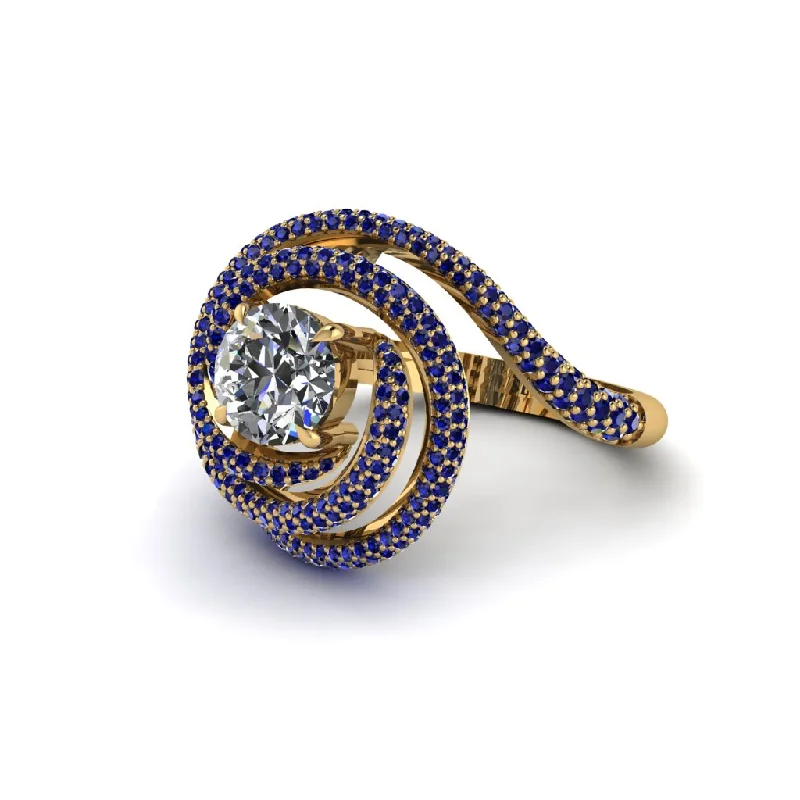 Stunning Birthstone Rings For Weddings-Diamond Double Halo Swirling Engagement Ring - Serena No. 61