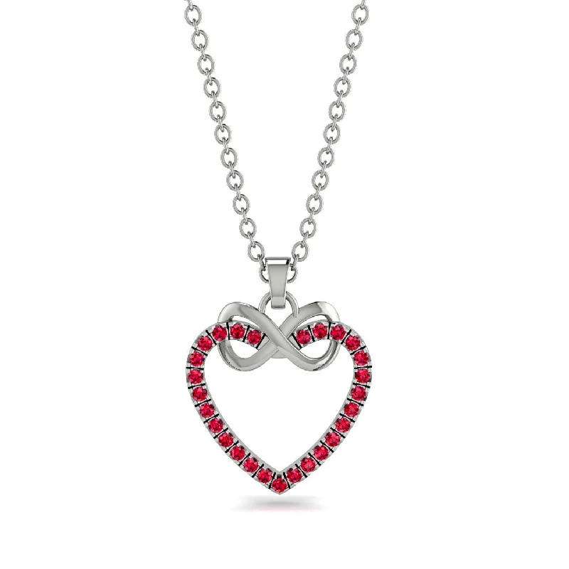 Sparkling Gemstone Necklaces For Evening Wear-Infinity Heart Ruby Necklace - Mollie No. 12