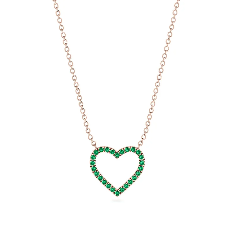 Classic Rope Necklaces For Timeless Fashion-Heart Shaped Emerald Necklace - Marie No. 5