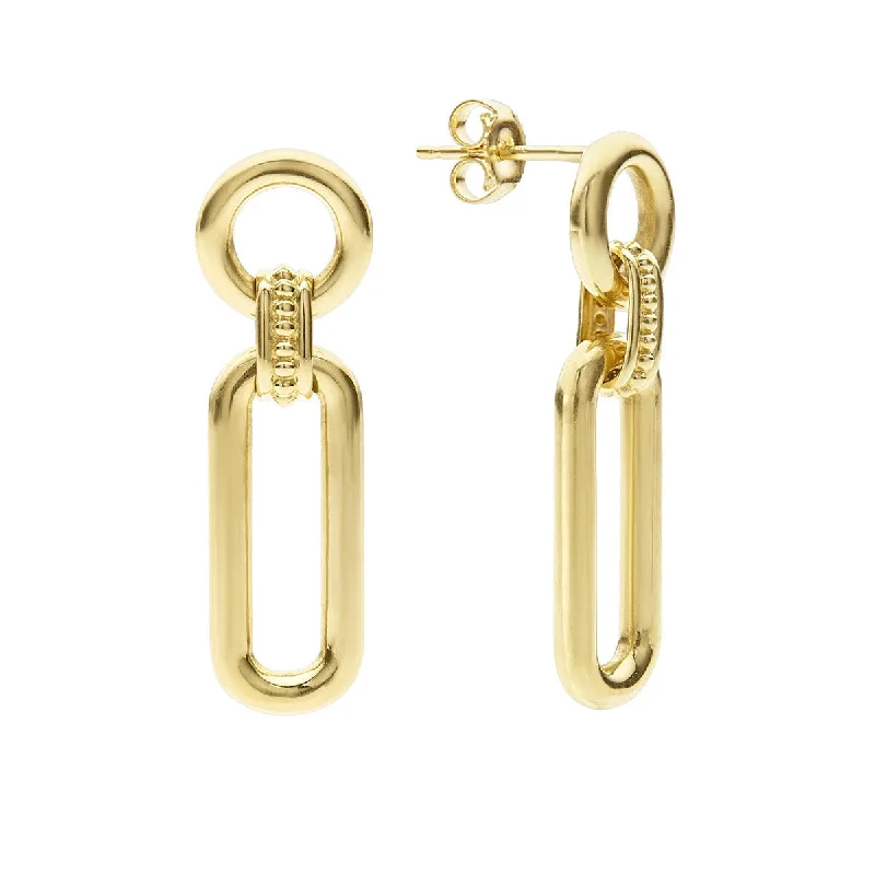 Creative Earrings For Artistic Expression-18K Gold Link Drop Earrings