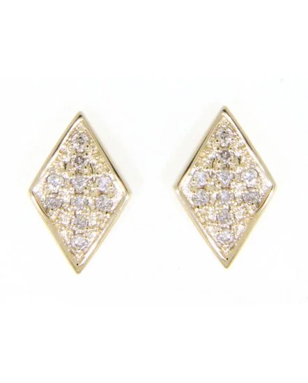 Vintage Gold Earrings For Classic Elegance-14ky Gold Diamond Shaped Pavé Earrings