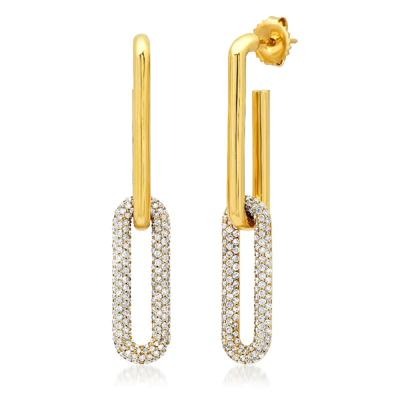 Vibrant Earrings For Festival Fashion-Versatile Thick Paper Clip Diamond Earrings 14kt Gold