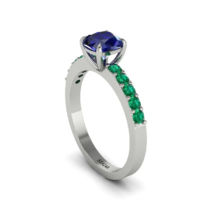 Beautiful Cocktail Rings For Weddings-Cushion-Cut Sapphire Classic Elegance Engagement Ring - Demi No. 30