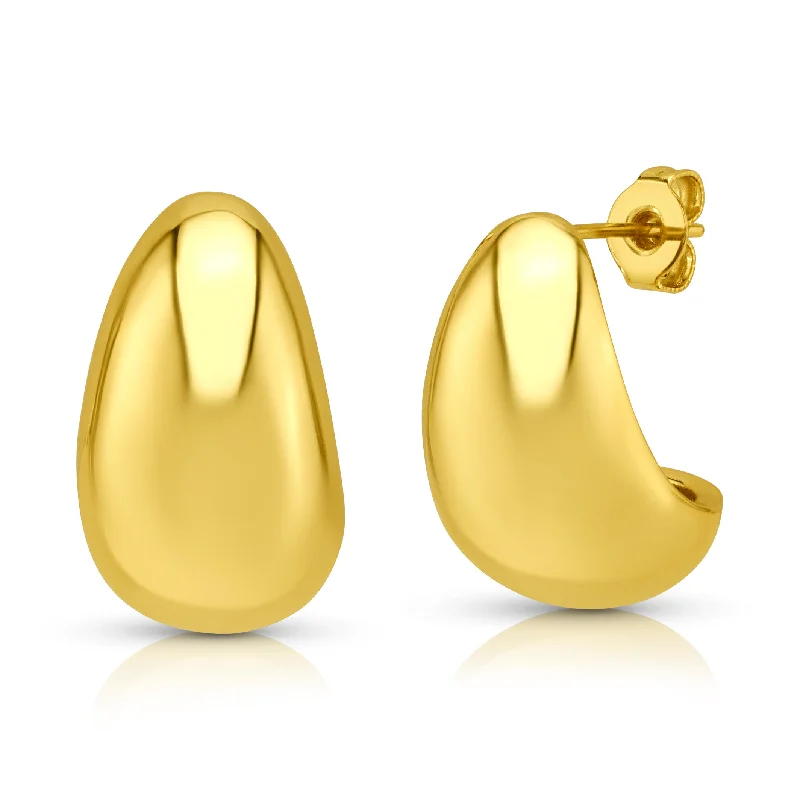 Artistic Earrings For Creative Looks-PUFF TEAR DROP EARRINGS, GOLD