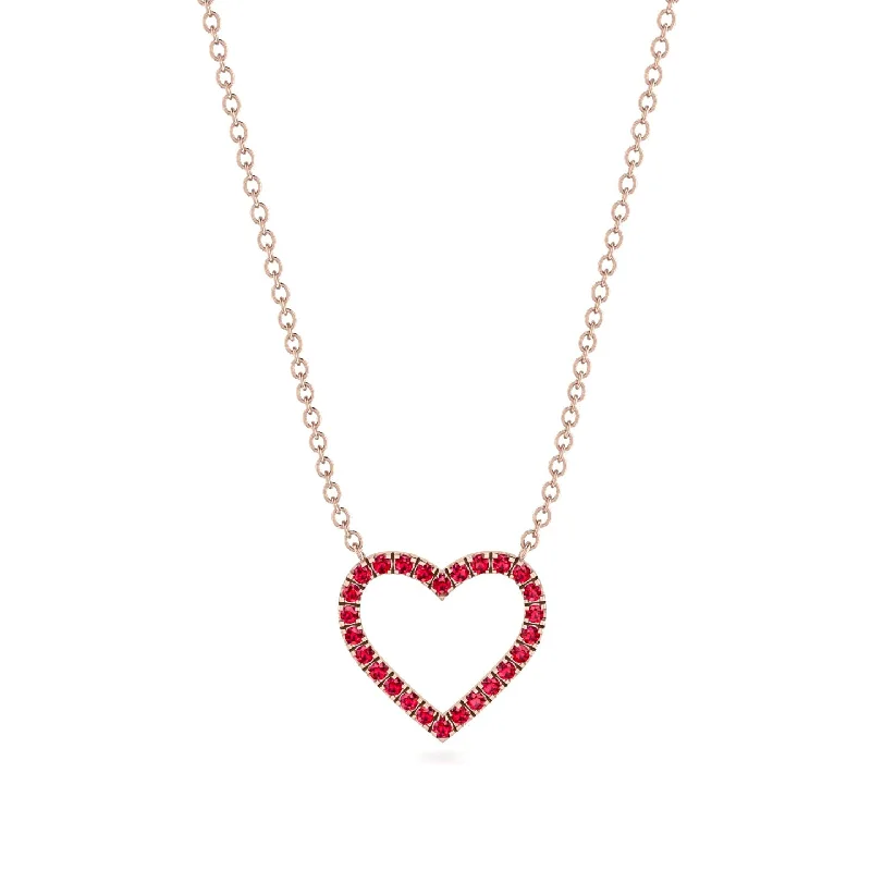 Bold Crystal Pendant Necklaces For Weddings-Heart Shaped Ruby Necklace - Marie No. 11