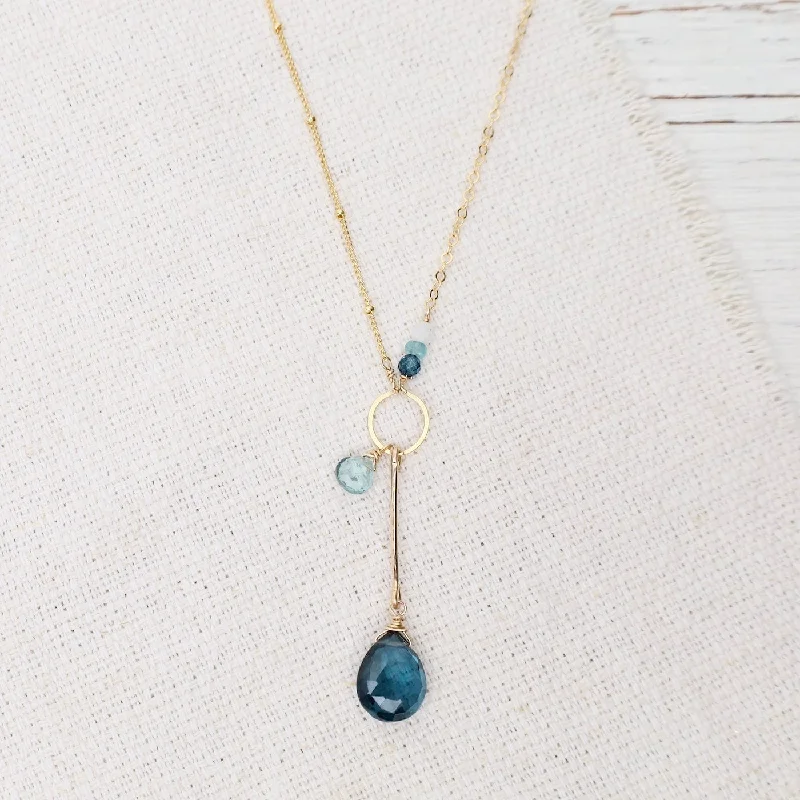 Dainty Gold Necklaces For Subtle Style-Asymmetrical Blue Mixed Necklace