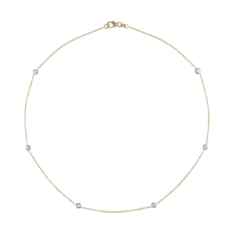 Customizable Gold Necklaces For Personal Touch-18K Yellow Gold Diamond by the Yard Necklace .30 Carats